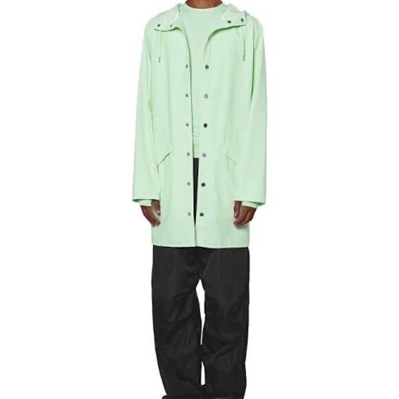 RAINS Unisex Waterproof Rain Jacket With Hood in Mineral color in Size L NWT - Picture 4 of 11